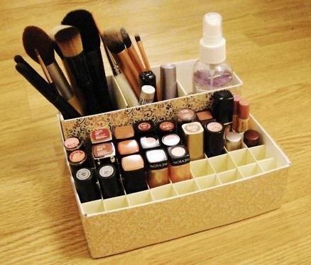 como fazer um organizador de maquiagem com caixas