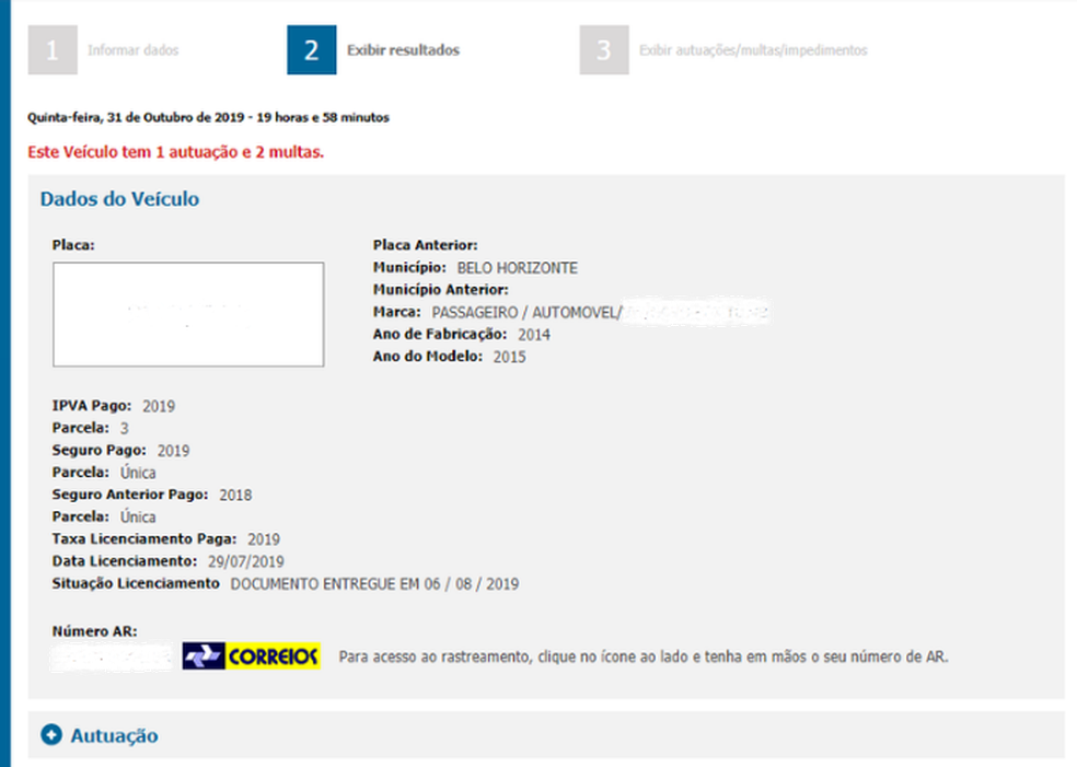 como consultar multas de veiculo pela placa