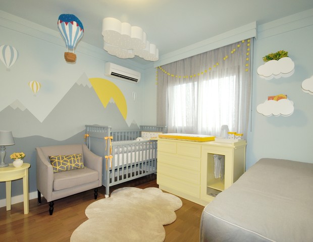 decoração de quarto de bebê cinza e amarelo