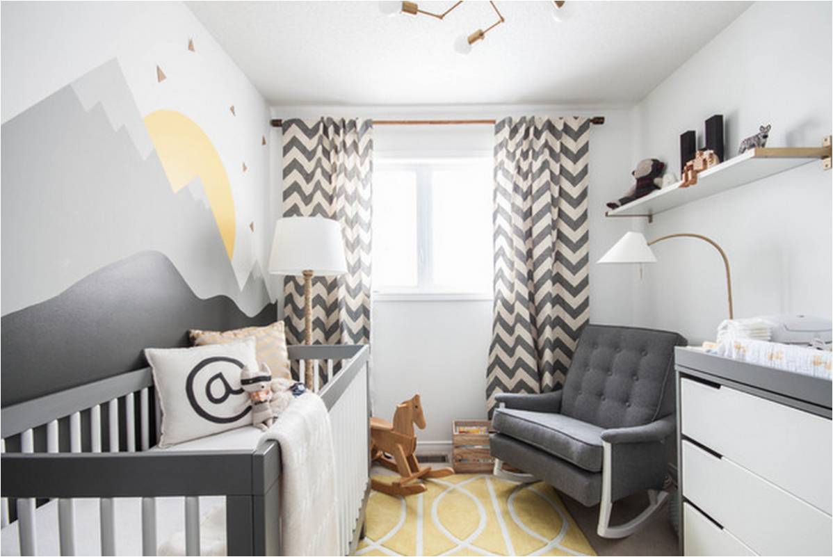 decoração de quarto de bebê cinza e amarelo