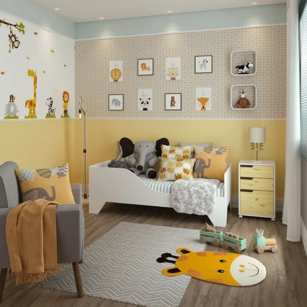 decoração de quarto de bebê cinza e amarelo