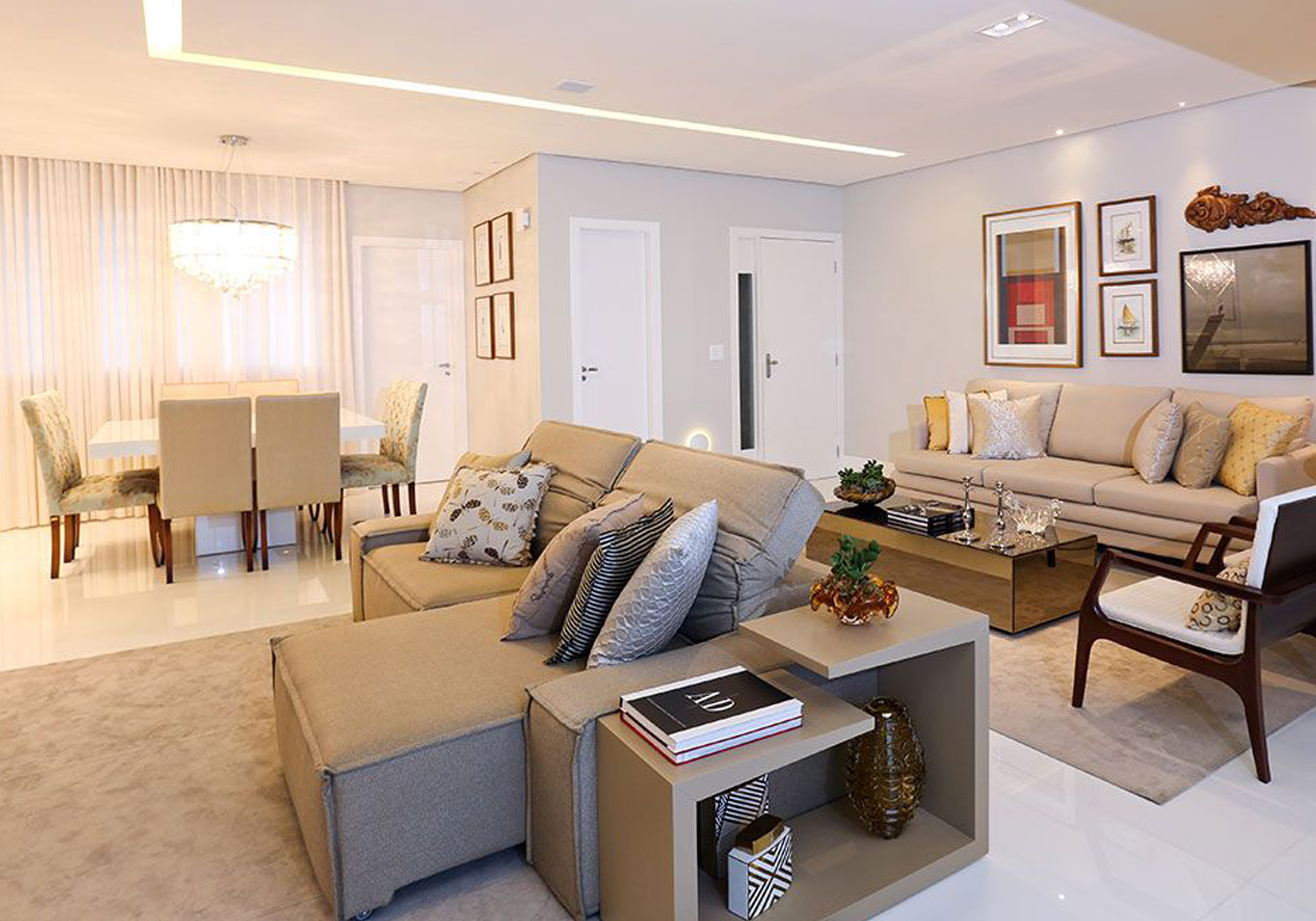 decoracao de sala com 2 ambientes