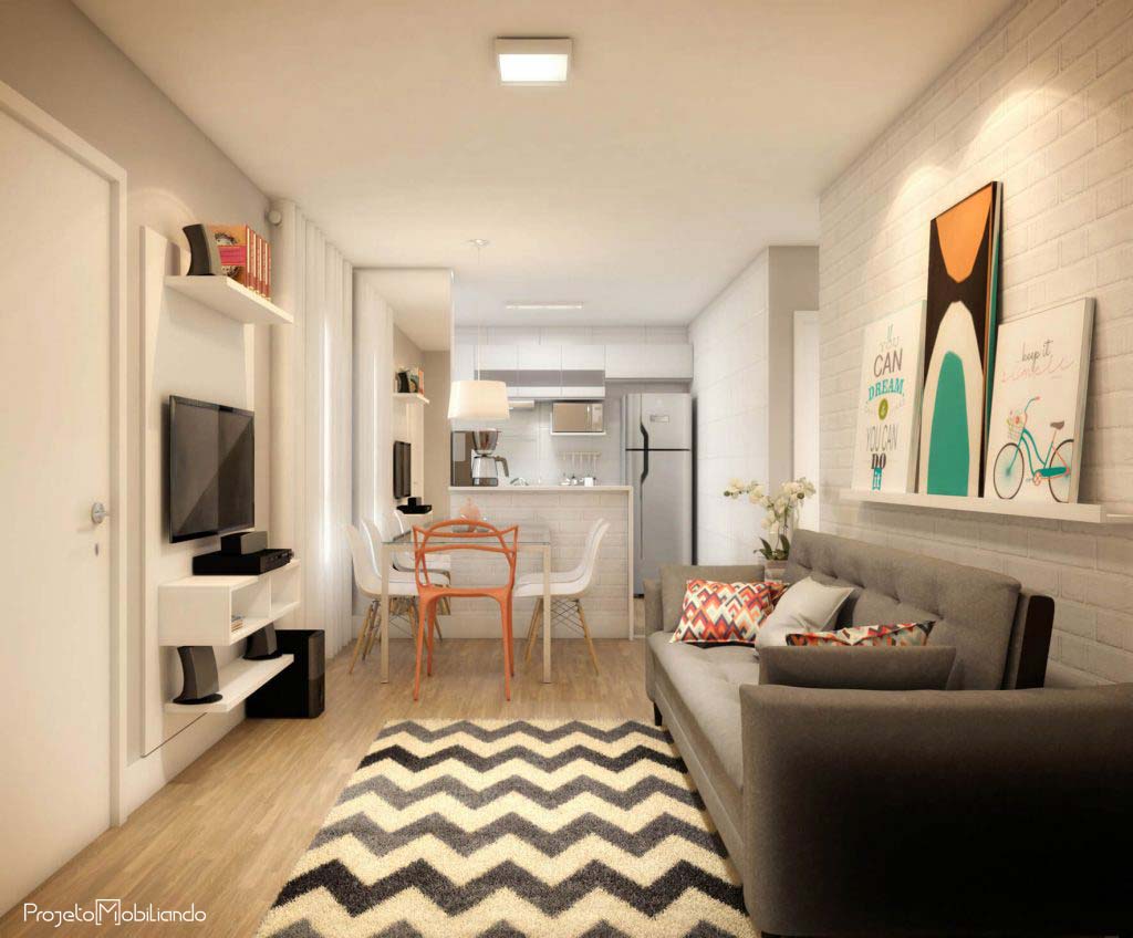 decoracao de sala com 2 ambientes