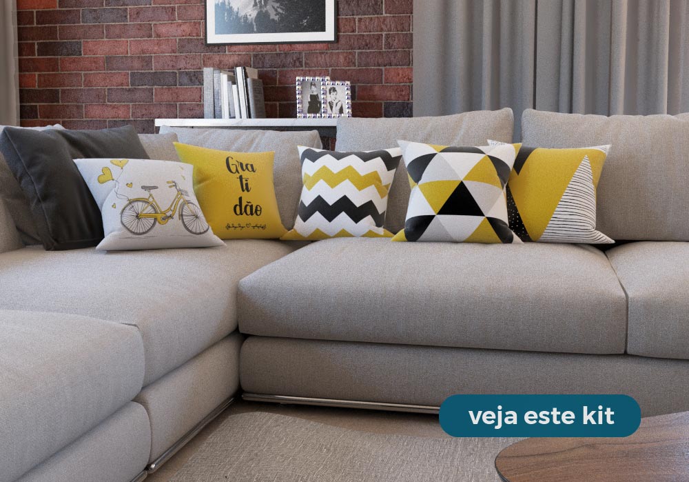 Decoração de sala com almofadas amarelas