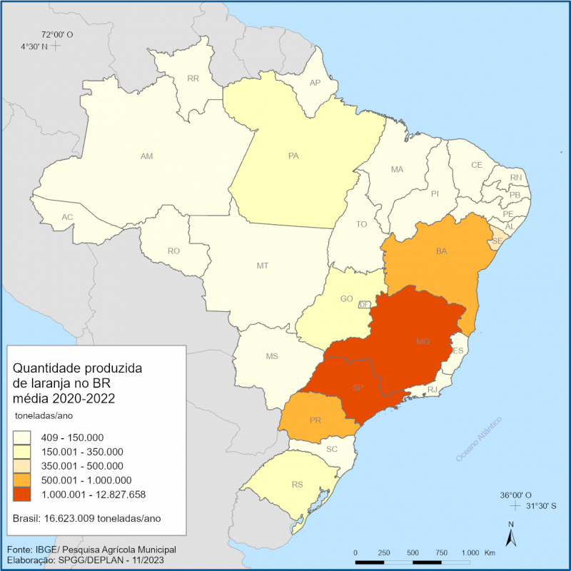 estados que mais produzem laranja