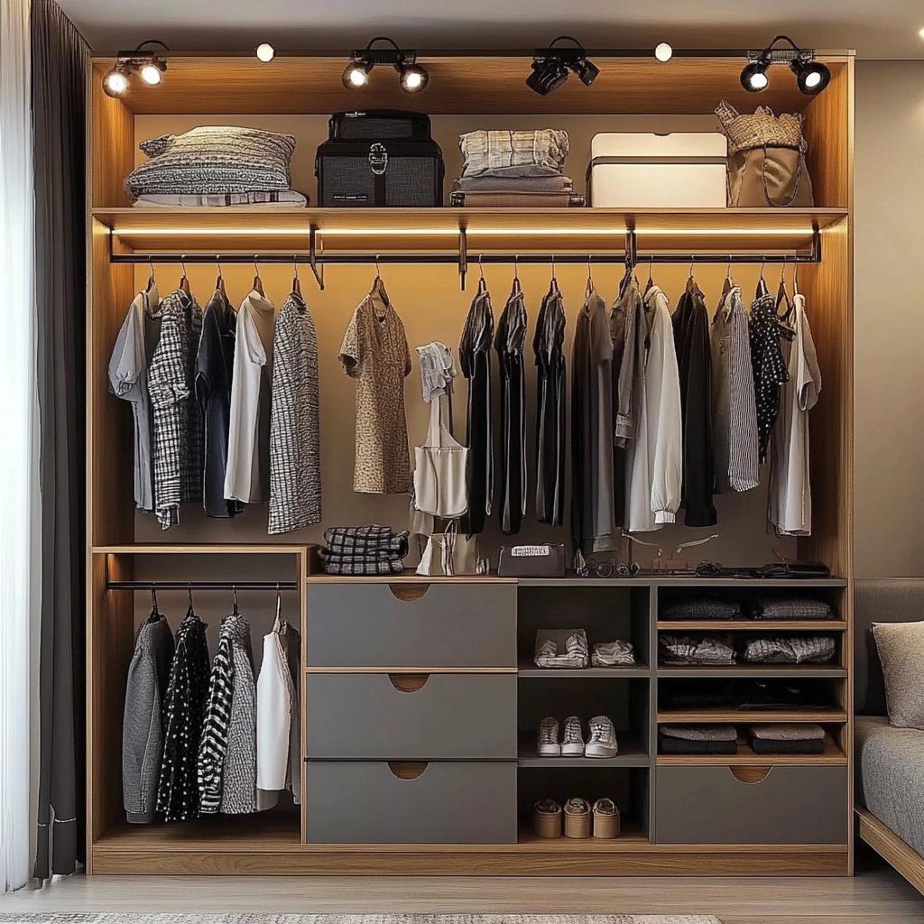 ideias de decoração guarda roupa aberto