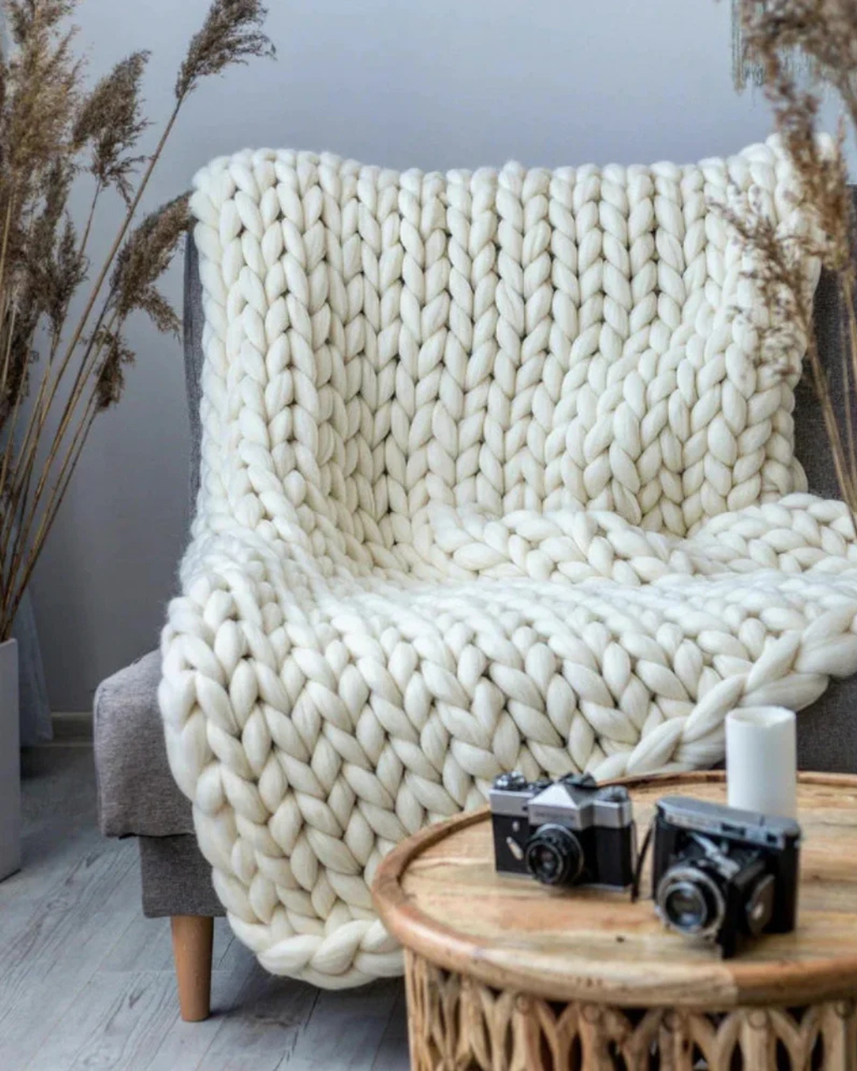 manta de tricot para cama