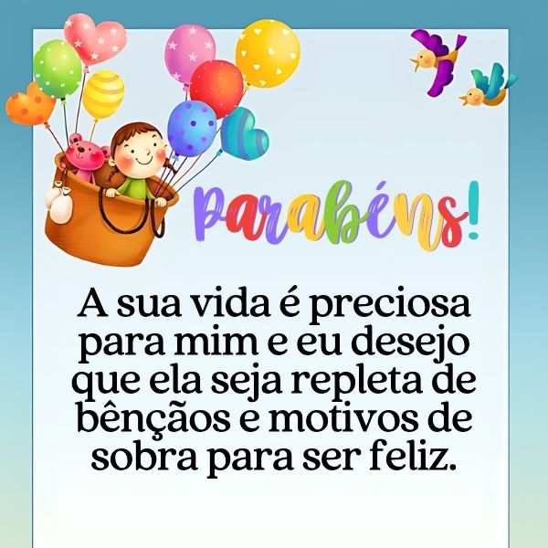 mensagens de aniversário para criança de 5 anos