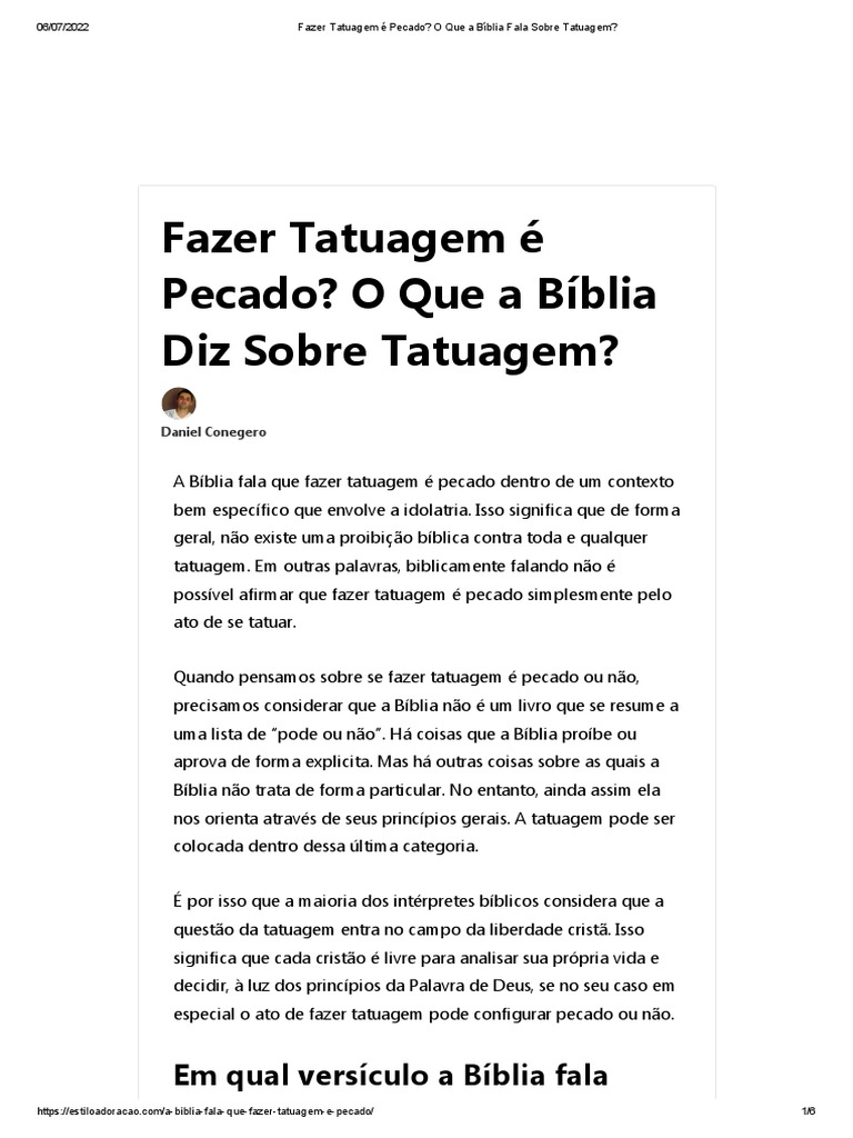 o'que a bíblia fala sobre tatuagem