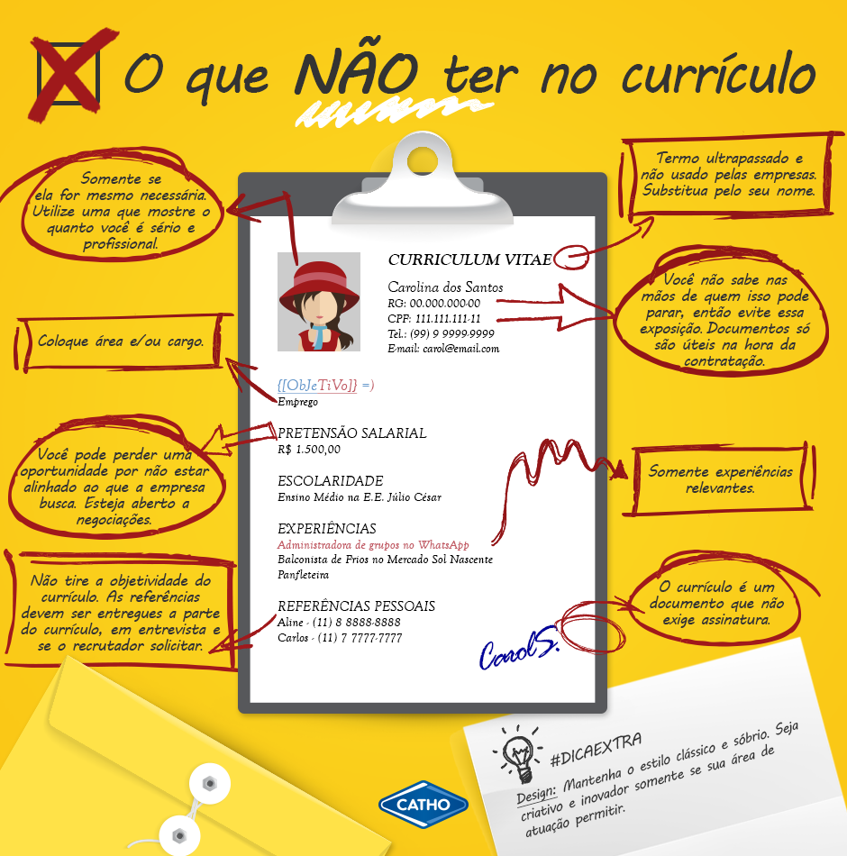 o que não colocar no currículo