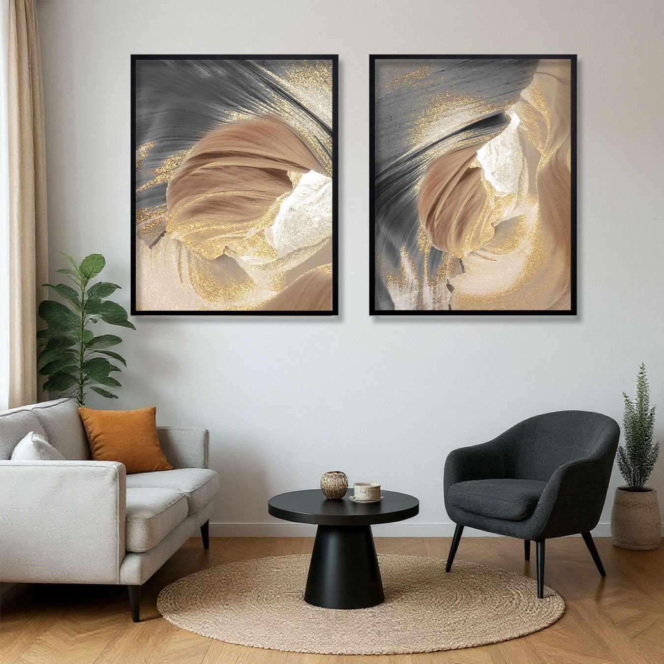 Trio de Quadros Abstratos: Dicas para Criar uma Composição Perfeita na Parede