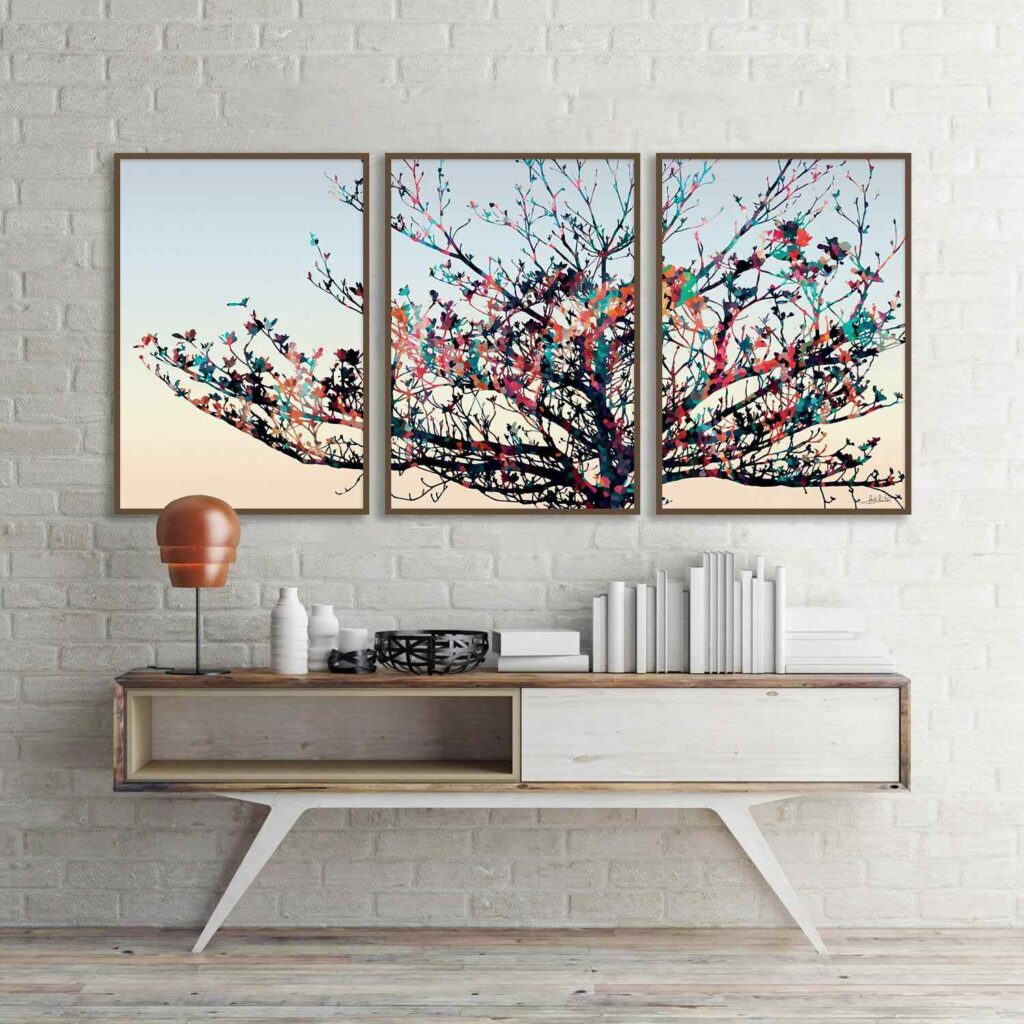 quadros abstratos vs botânicos para sala