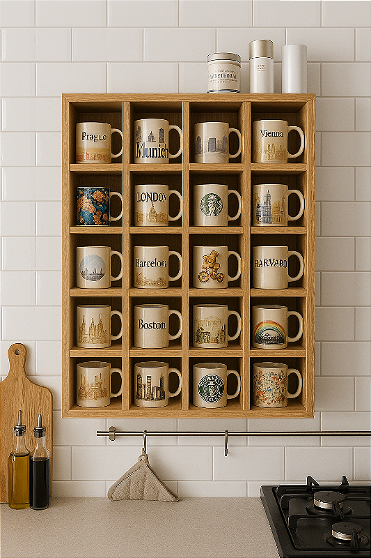 suporte para xícaras de parede