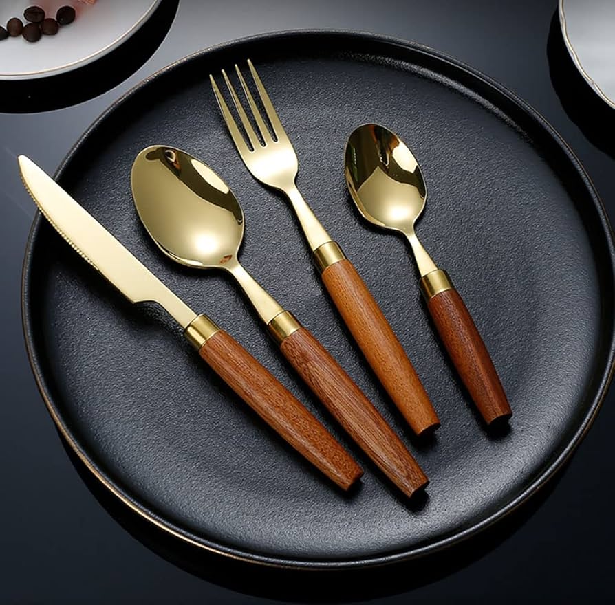 talheres cabo de madeira decoração