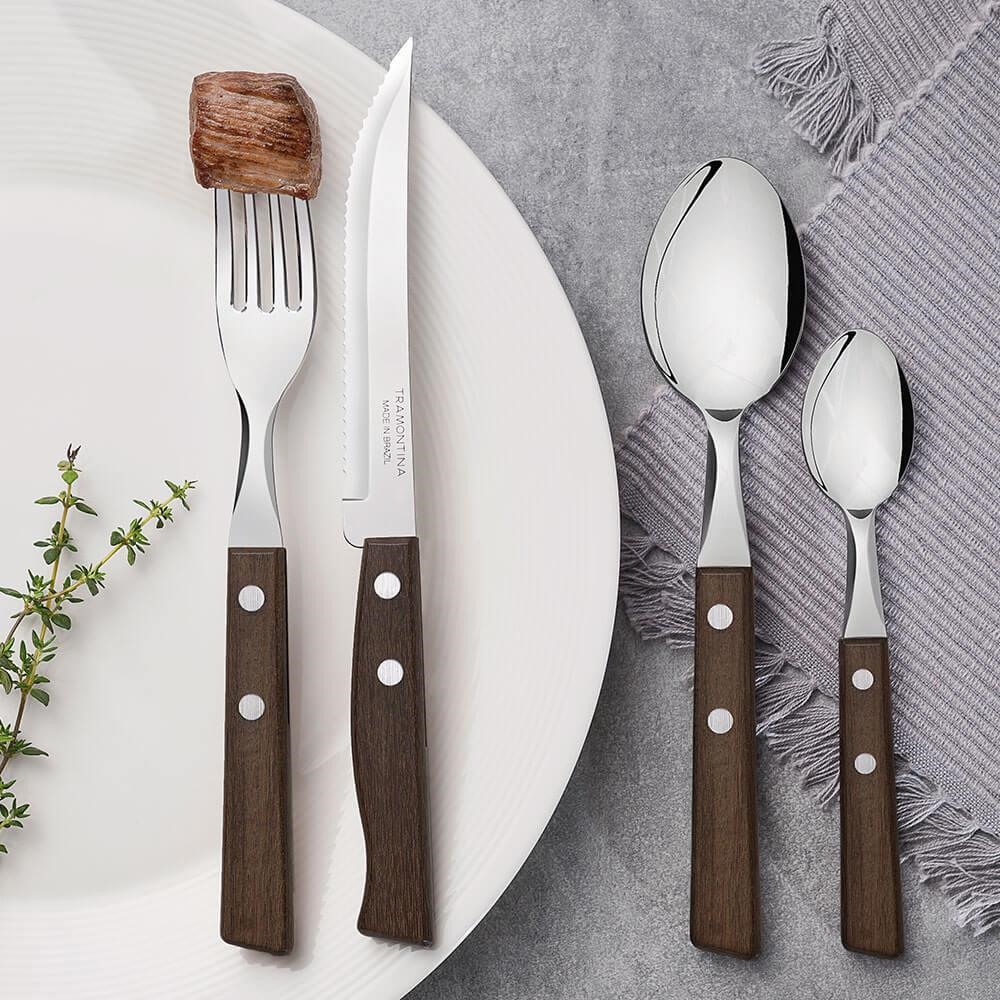 talheres cabo de madeira decoração