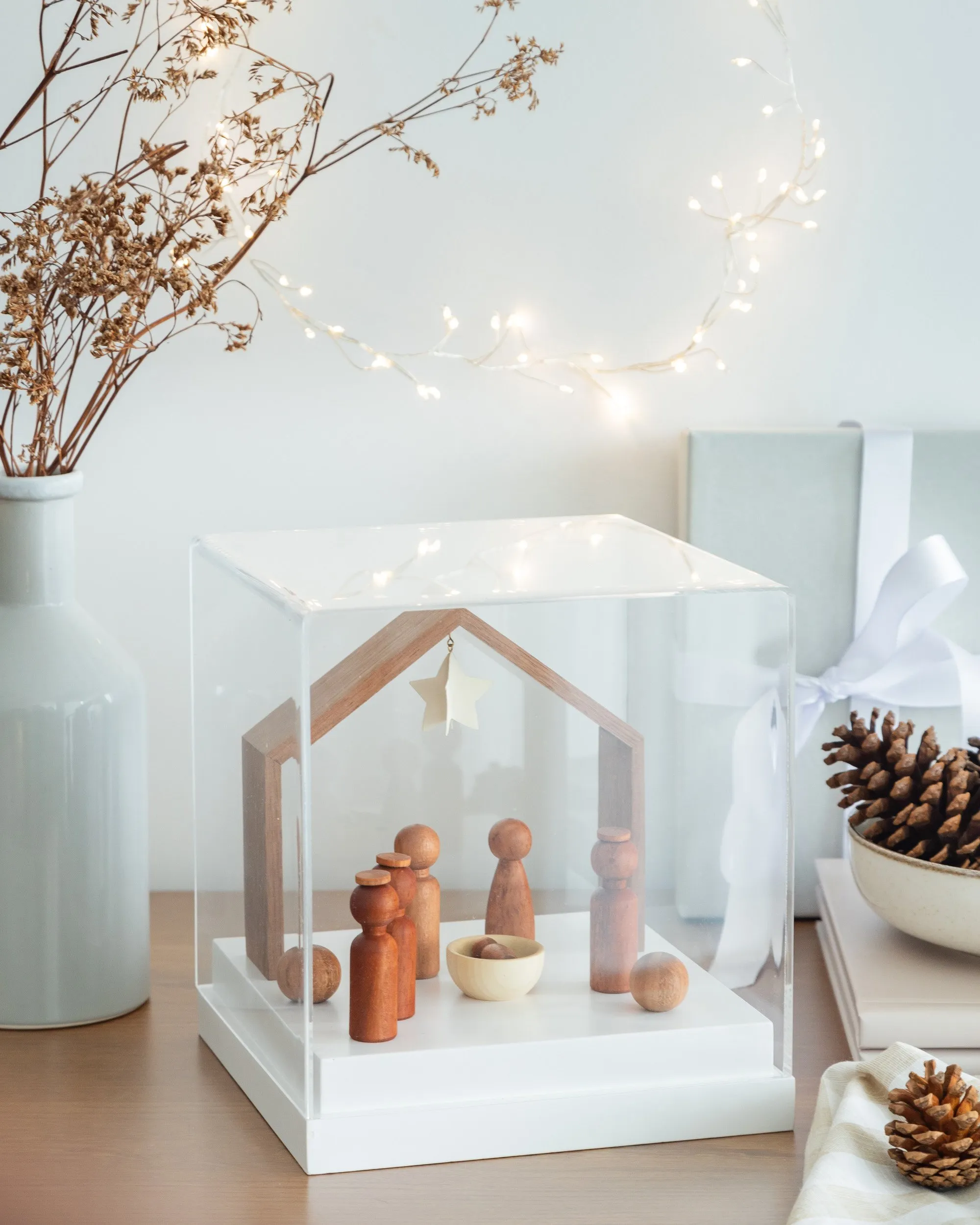 ideias de presépio de madeira para decorar a casa