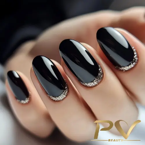 unhas em gel preto