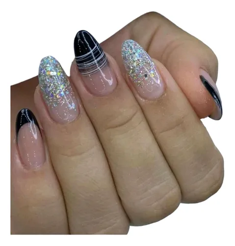 Unhas Pretas com Glitter: 10 Ideias para Brilhar